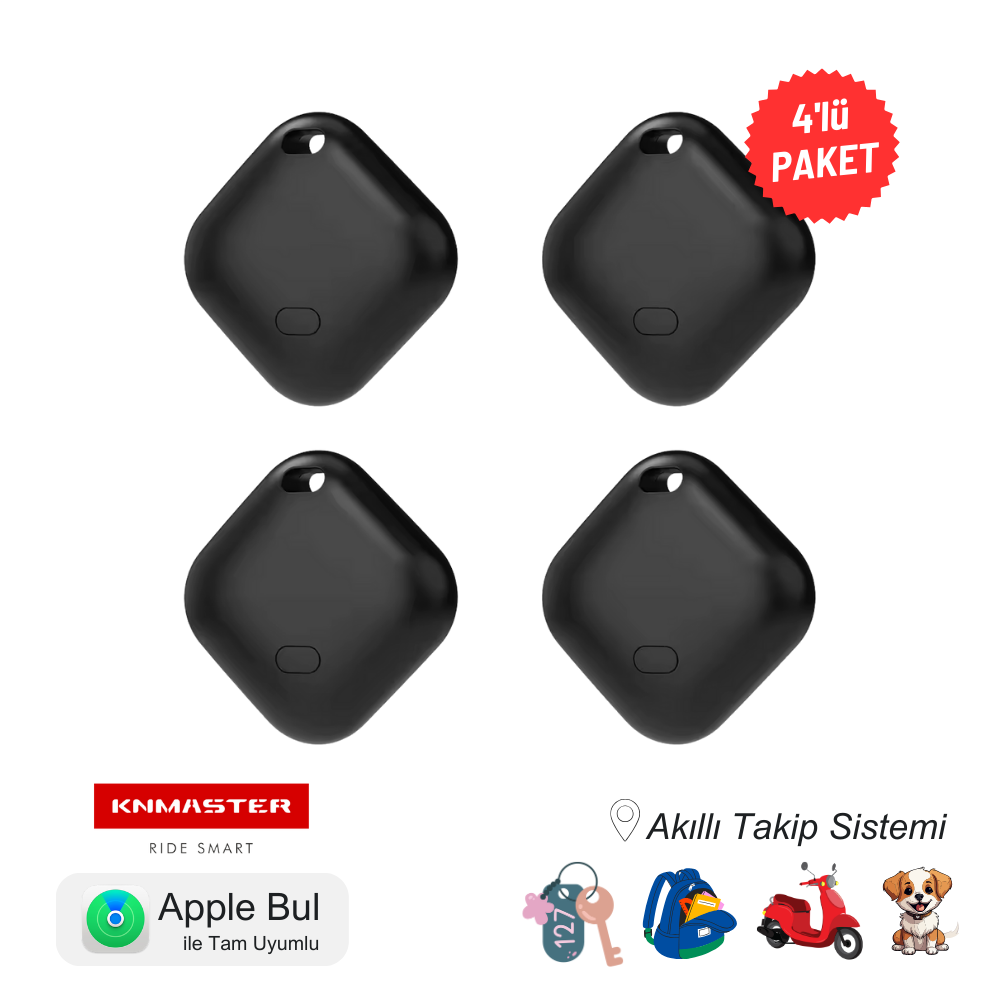 KNMASTER KNTAG 1 4'lü Paket Akıllı Takip Cihazı | Apple Find My Uyumlu Bluetooth Eşya Takip