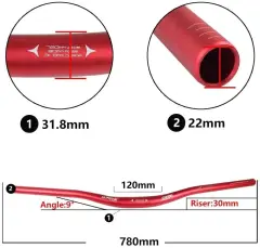 Wake Alüminyum Kırmızı 31.8 780mm Riser Mtb Gidon