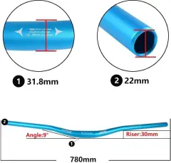 Wake Alüminyum Mavi 31.8 780mm Riser Mtb Gidon