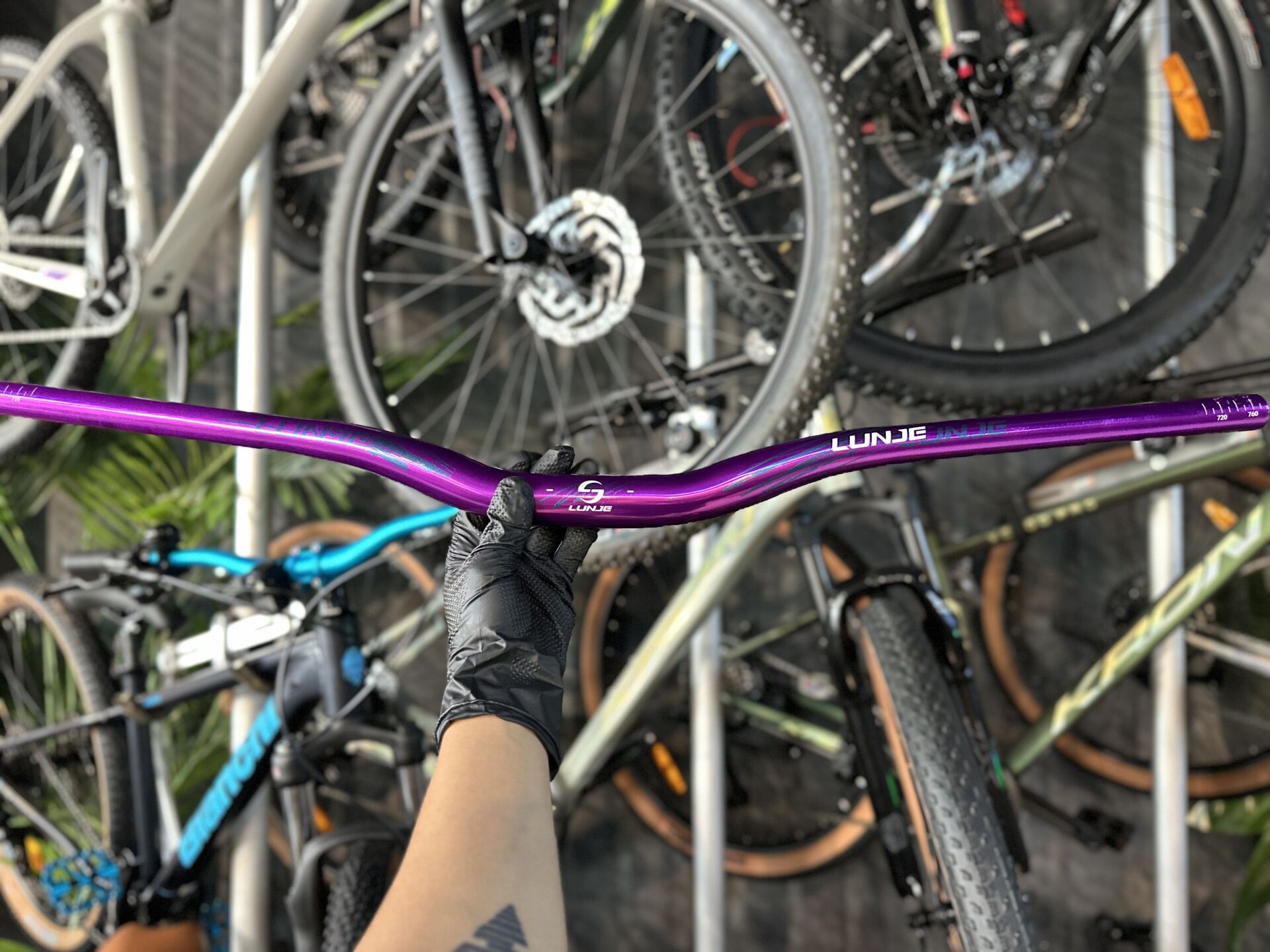 Lunje Alüminyum 780 mm Riser Mtb Gidon Bisiklet Gidonu Mor