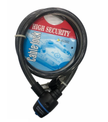 Zhongli 15x1000mm Anahtarlı Bisiklet Kilidi Siyah