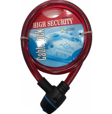 Zhongli 15x1000mm Anahtarlı Bisiklet Kilidi Kırmızı