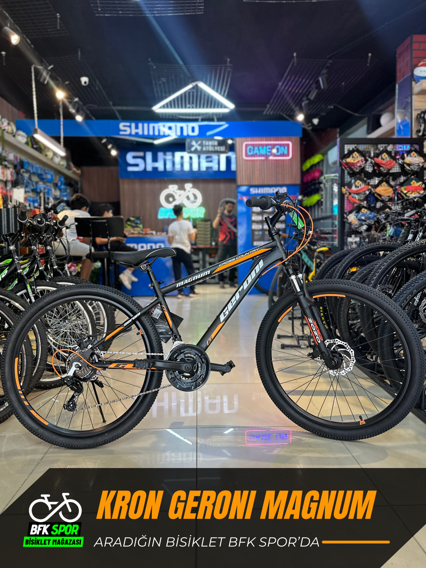 Kron Geroni Magnum 26 Jant K:15 21V Md Mat Siyah Neon Turuncu Dağ Bisikleti