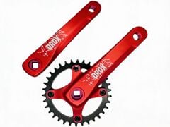 Asistan Drox SR-11 Siyah Kırmızı Aynakol 170 mm 34T 1x11 | Kare Mil Uyumlu 7075 Alüminyum Krank Seti
