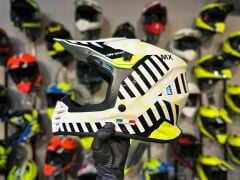 SWAY 618 Alert Cross Kask XL Beden Beyaz Sarı | Bisiklet Motosiklet Enduro Kask
