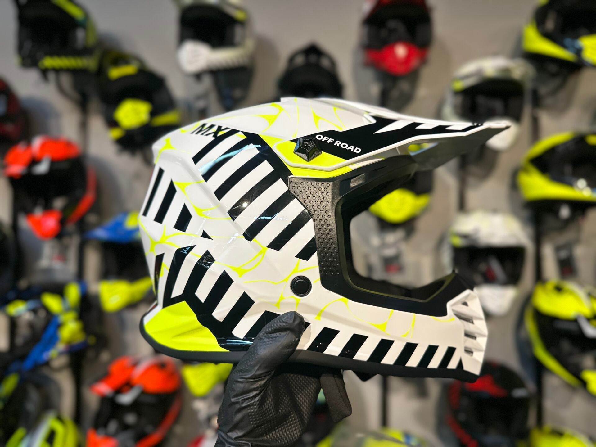 SWAY 618 Alert Cross Kask L Beden Beyaz Sarı | Bisiklet Motosiklet Enduro Kask