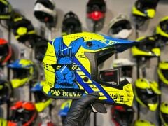 Sway FS-618 Bunny Full Face Kask L Beden Sarı Mavi | MTB Enduro Downhill Bisiklet Kaskı