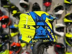 Sway FS-618 Bunny Full Face Kask L Beden Sarı Mavi | MTB Enduro Downhill Bisiklet Kaskı