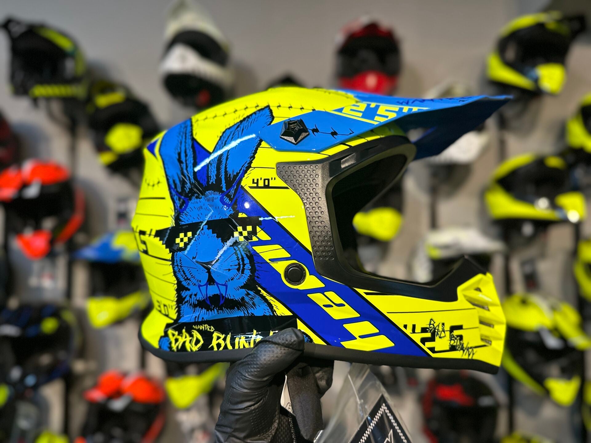 Sway FS-618 Bunny Full Face Kask L Beden Sarı Mavi | MTB Enduro Downhill Bisiklet Kaskı