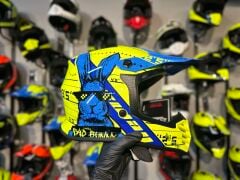 Sway FS-618 Bunny Full Face Kask XL Beden Sarı Mavi | MTB Enduro Downhill Bisiklet Kaskı