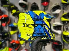 Sway FS-618 Bunny Full Face Kask XL Beden Sarı Mavi | MTB Enduro Downhill Bisiklet Kaskı
