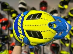 Sway FS-618 Bunny Full Face Kask XL Beden Sarı Mavi | MTB Enduro Downhill Bisiklet Kaskı