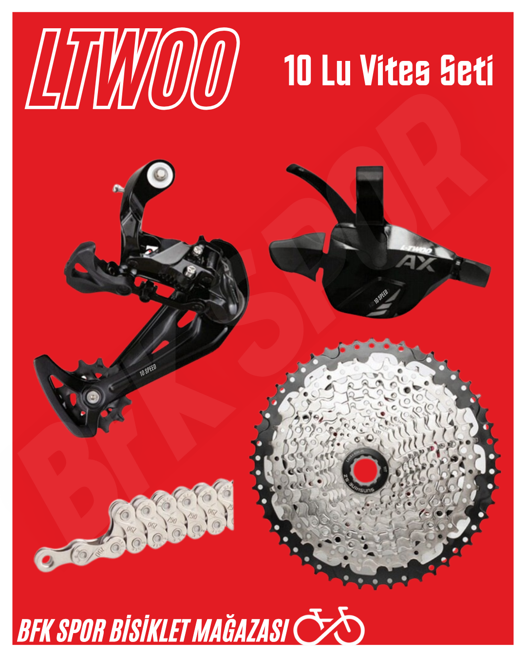 LTWOO MTB 1x10S Grupset 11-42T Kaset Arka Aktarıcı Vites Kolu Zincir